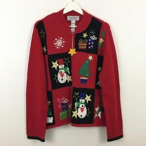 Tiara International Women’s Holiday Christmas Sweater Jacket Size XL